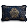 Marineblaues Set von 7 dekorativen Kissen für das Schlafzimmer Aurum